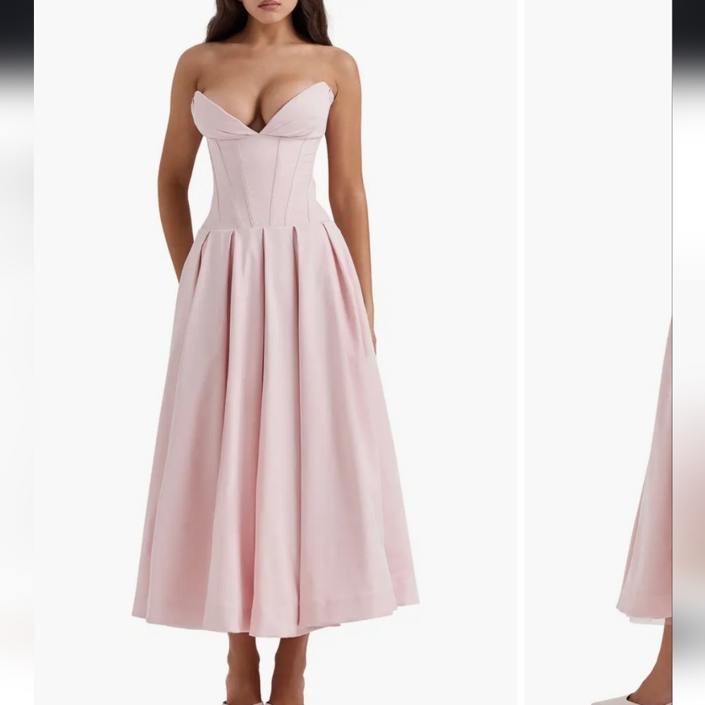House Of Cb Lady Medium M Med Elegant Pink Strapless Dress Plus Cups